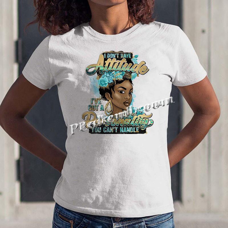 Custom I don't Have Attitude Heat Transfer Iron on Afro Girl DTF Printing Transfer 1 Hb515cb6f47604857a2bd3400f47fcdf1E