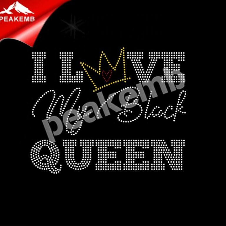#wholesale Custom Bling Rhinestone Design I LOVE MY BLACK QUEEN Iron on ...