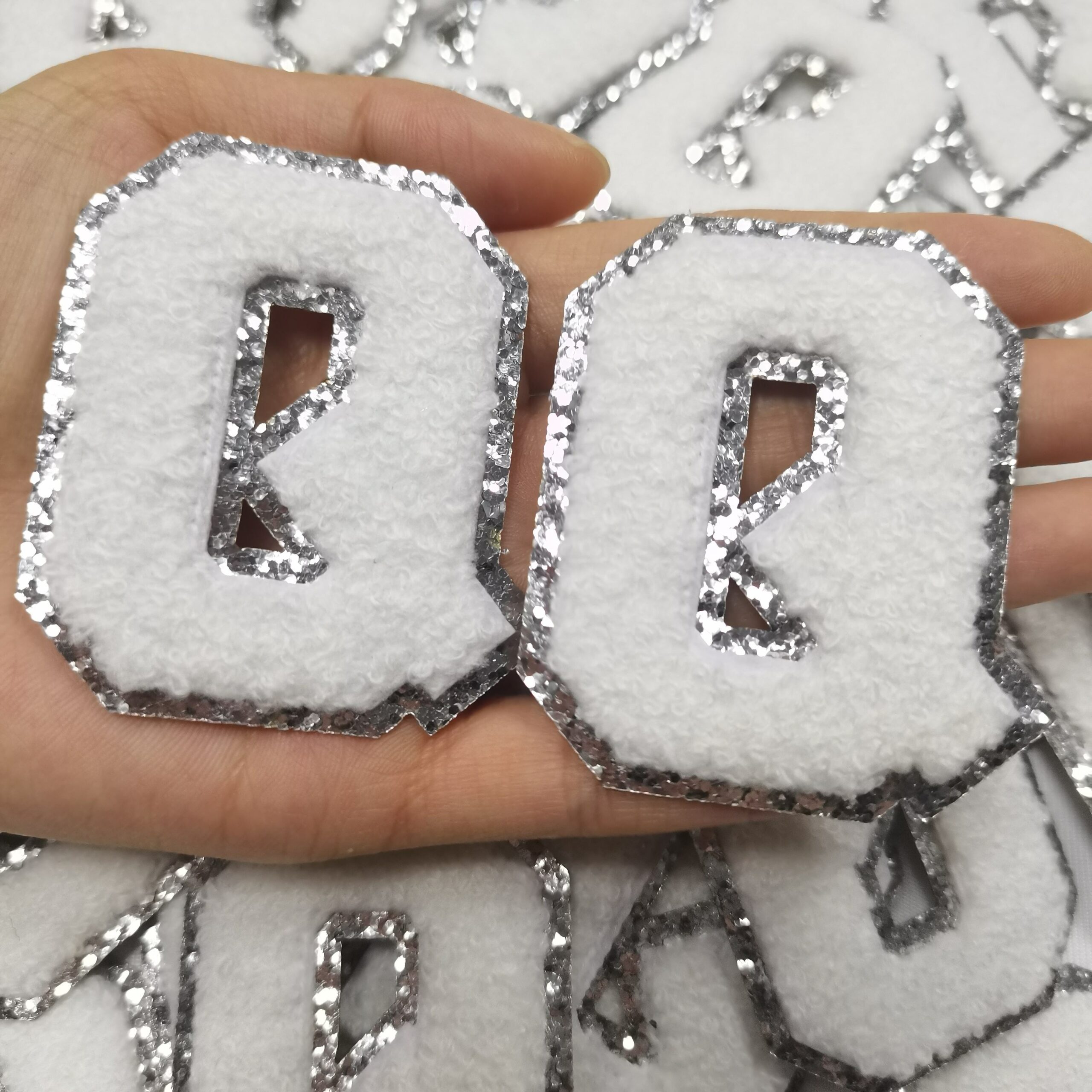 #wholesale Hot Sale Golden Edge Luxury Patch Iron On Embroidered Sticker University Letter A to Z Glitter Felt Applique Chenille Alphabets 5 #wholesale Hot Sale Golden Edge Luxury Patch Iron On Embroidered Sticker University Letter A to Z Glitter Felt Applique Chenille Alphabets - Image 3