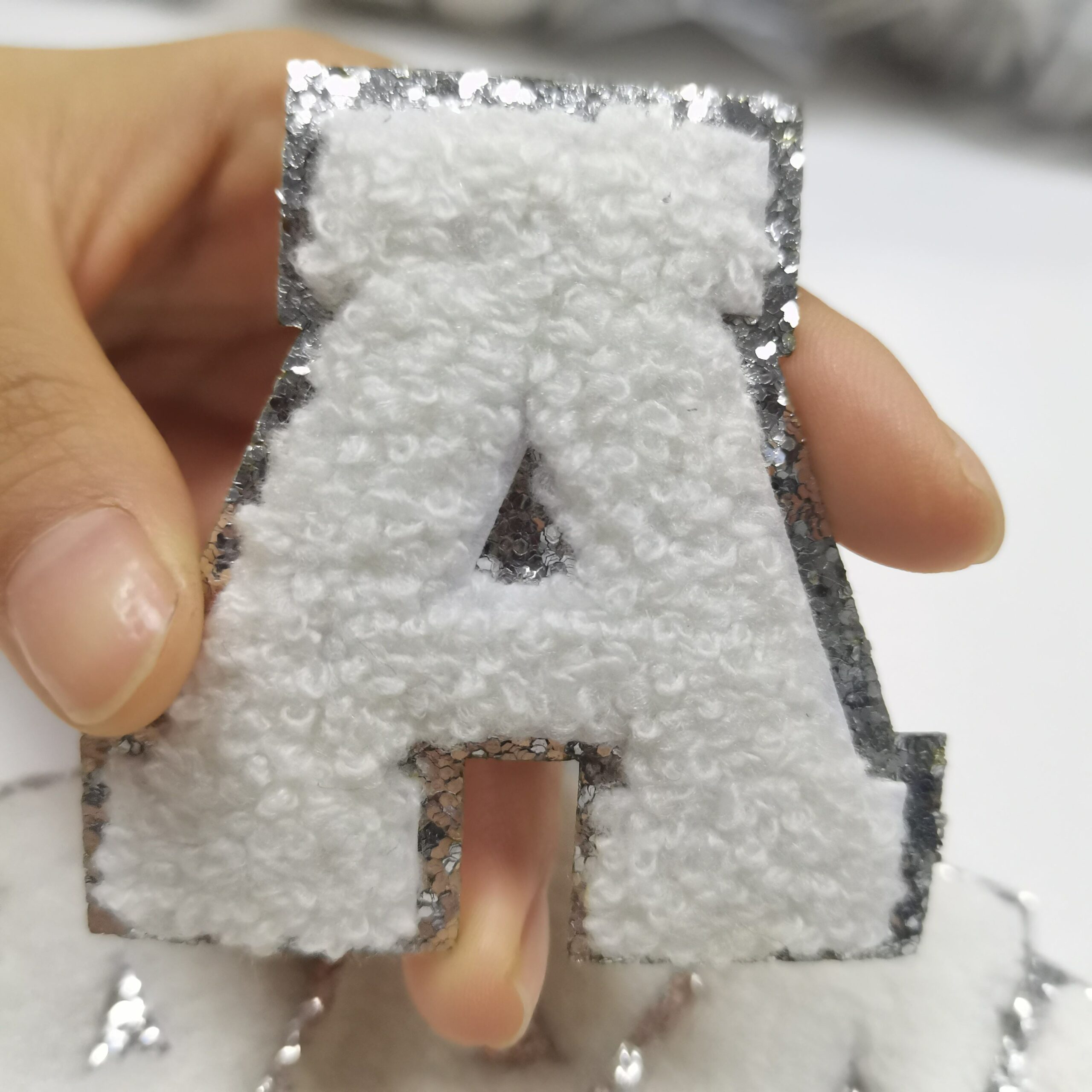 wholesale High Quality 2.5inch Alphabet A-Z Glitter Patches Iron On Chenille Glitter Letter Patches For Clothing 5 wholesale High Quality 2.5inch Alphabet A-Z Glitter Patches Iron On Chenille Glitter Letter Patches For Clothing - Image 3