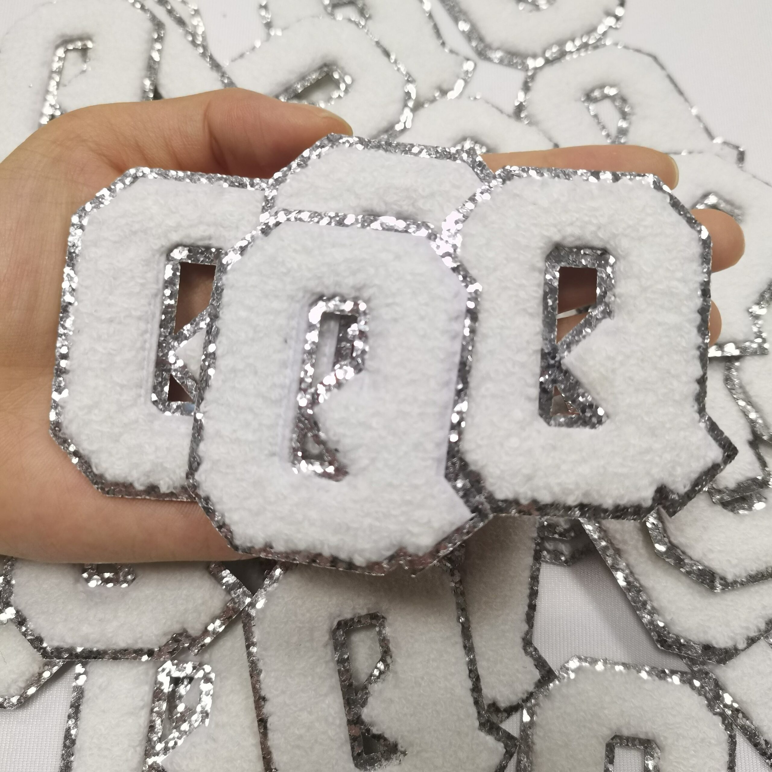 #wholesale Hot Sale Golden Edge Luxury Patch Iron On Embroidered Sticker University Letter A to Z Glitter Felt Applique Chenille Alphabets 4 #wholesale Hot Sale Golden Edge Luxury Patch Iron On Embroidered Sticker University Letter A to Z Glitter Felt Applique Chenille Alphabets - Image 2