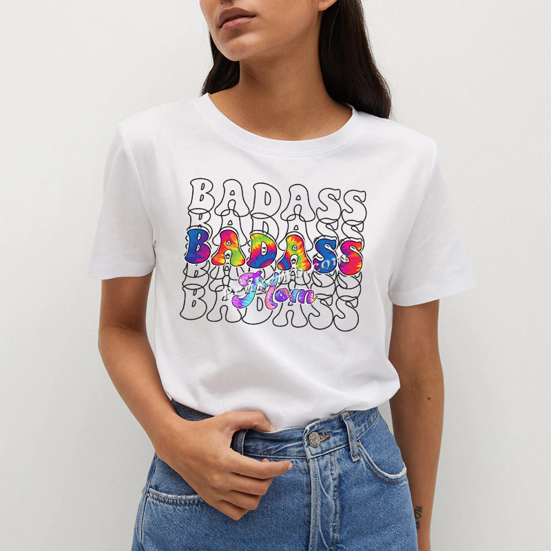 Cheap DTF Print Badass Mom Heat Press Printing Transfer for Shirts 1 26