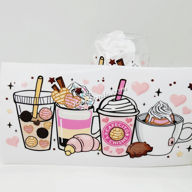 New arrival wholesale cute coffee transfer printing waterproof DIY uv dtf cup wrap sticker 6 New arrival wholesale cute coffee transfer printing waterproof DIY uv dtf cup wrap sticker - Image 4