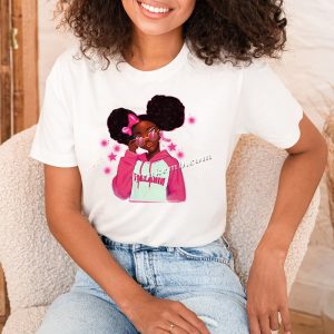 Pink ribbon melanin black girl iron &hellip;