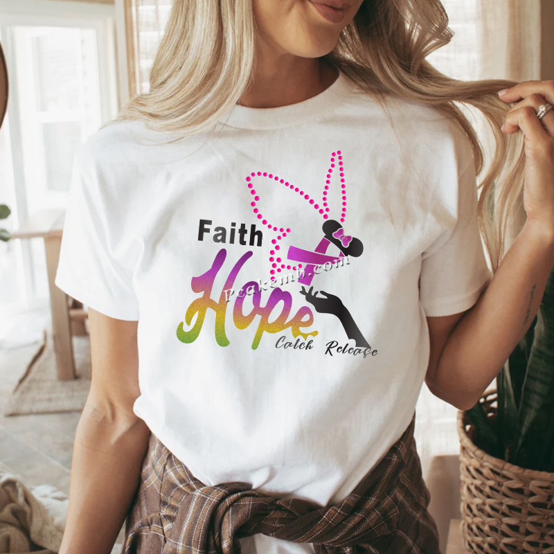 Hot fix rhinestone glitter vinyl faith hope catch release pink ribbon design heat transfers 5 Hot fix rhinestone glitter vinyl faith hope catch release pink ribbon design heat transfers - Image 3