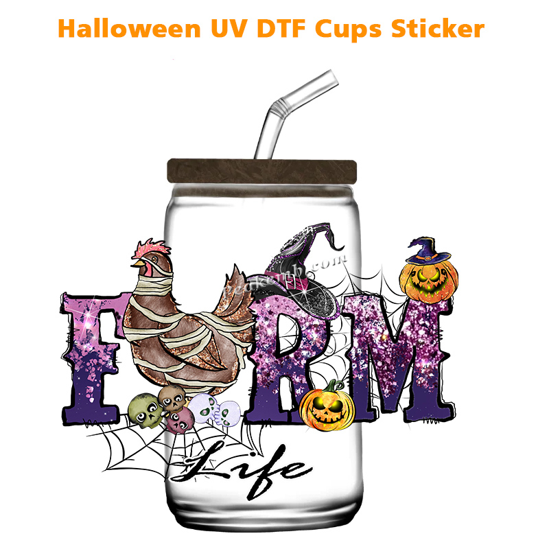 New custom design love halloween no heat needed uv dtf cup wrap 1 6 5