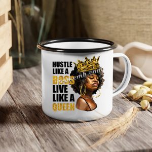 DIY white mug decor afro queen desi &hellip;