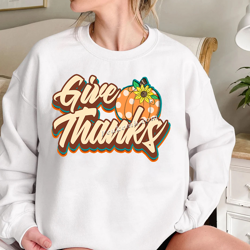 Discount stock give thanks heat press iron on dtf print transfer 2 26