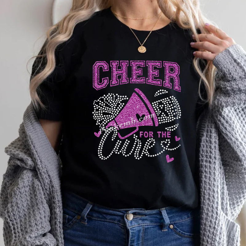 Wholesale price glitter vinyl rhinestone cheer for the cure letter heat transfers 4 Wholesale price glitter vinyl rhinestone cheer for the cure letter heat transfers - Image 2