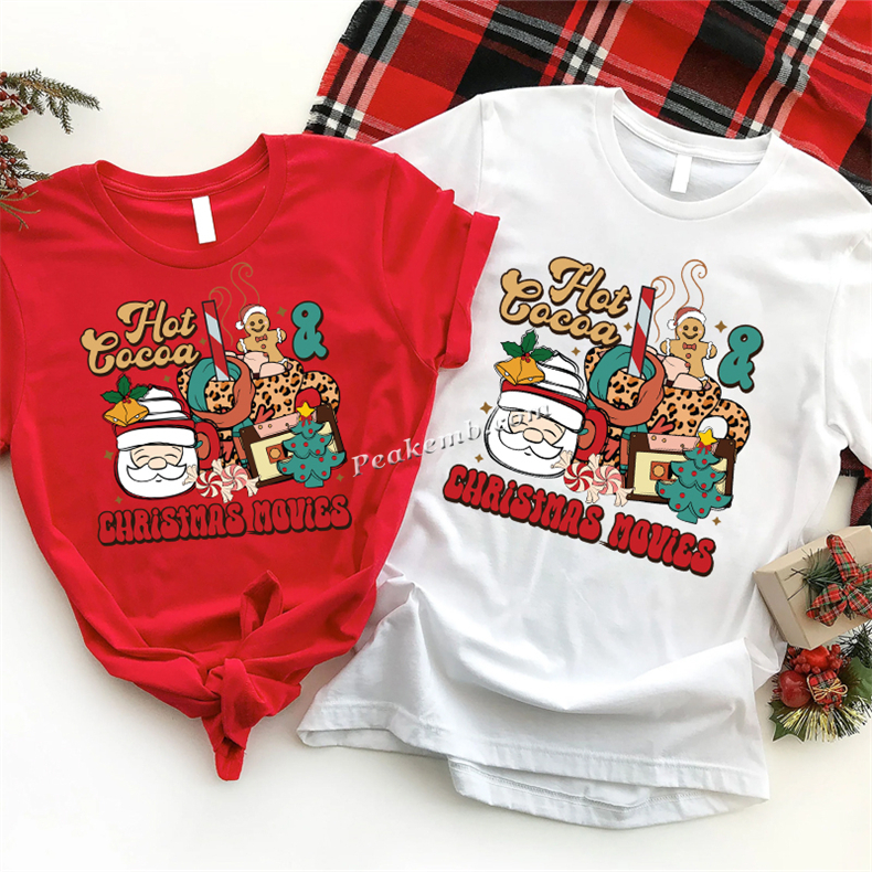 Hot cocoa christmas movies cute dtf print design heat press tranfers 1 92
